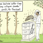 Barack Obama cartoon as beekeeper for Guatanomo
