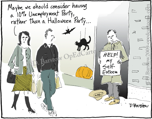 Halloween party cartoon, or Unemployment sadness?