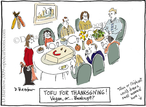 Tofu Thanksgiving! With joke in corner, not by Oliphant