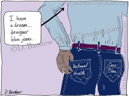 Very expensive blue jeans are like our national health care plan...