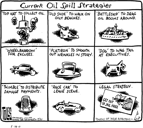 tom toles cartoon of the oil spill as a monopoly game