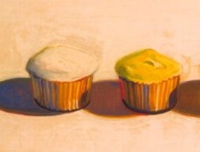 2 of 4 cupcakes by Wayne Thiebaud